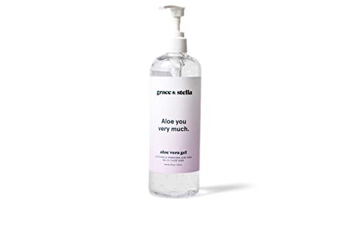 Gel de Aloe Vera (473 ml botella de bomba) 100% vegano y sin parabenos - cuidado después del sol para el cabello y el cuerpo, después del afeitado