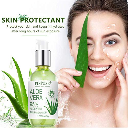 Gel de Aloe Vera, Aloe Vera Gel, Puro Hidratante Rostro Cuerpo, Hidratante natural, Loción calmante y refrescante para despues del sol, Refresca la piel irritada por el depilado y afeitado