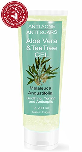 Gel de Aloe Vera con Árbol de Té 200 ml - S.O.S. Piel Seca y Dañada, Quemaduras - Unisex Hidratante y Purificante