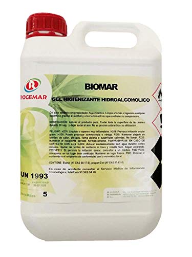 GEL DE MANOS HIDROALCOHOLICO. Gel hidroalcohólico, antibacterias de secado instantáneo. Envase 5 Litros