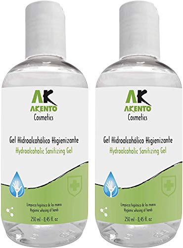 Gel hidroalcohólico Akento. Con ALOE VERA. Pack 2 unidades