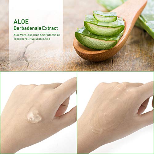 Gel orgánico de aloe vera con ácido hialurónico, AKIMO Puro Gel calmante de aloe vera 100% natural para la cara, cuerpo, cabello, Cuidado de las quemaduras solares. 250ml / 8.8 fl oz