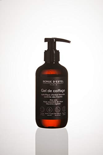Gel Peinado Cabello Rizado 200ml Gel con Áloe Vera para Disciplinar y Controlar los Rizos y Frizz. Tratamiento al 99,5% Natural No probado en Animales