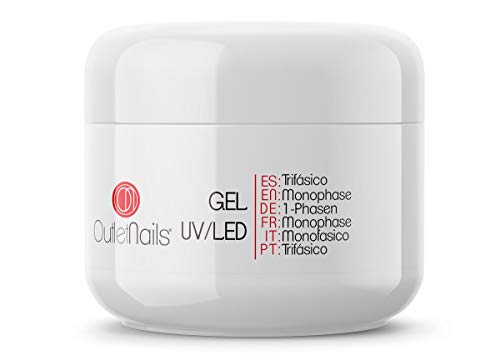 Gel Trifasico UV/LED 50ml para Uñas de OUTLET NAILS, transparente, Viscosidad media, Monophase Gel UV/LED/Monofasico