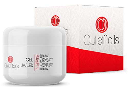 Gel Trifasico UV/LED 50ml para Uñas de OUTLET NAILS, transparente, Viscosidad media, Monophase Gel UV/LED/Monofasico