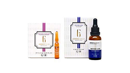 Gemma’s Dream - Kit Global Effect -Restore look serum + 7 Ampollas flash faciales y corporales x 2 ml - Firmeza e hidratación-Aloe y ácido hialurónico