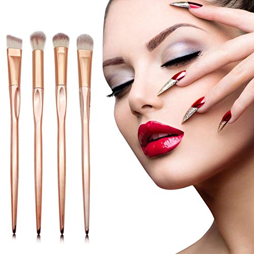 Generies 4 Pcs Rose Gold New Professional Cepillos Comestic para Foundation Powder Blush Eyeshadow Concealer Lip Eye Beauty Beauty Makeup Tools