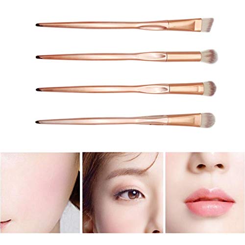 Generies 4 Pcs Rose Gold New Professional Cepillos Comestic para Foundation Powder Blush Eyeshadow Concealer Lip Eye Beauty Beauty Makeup Tools