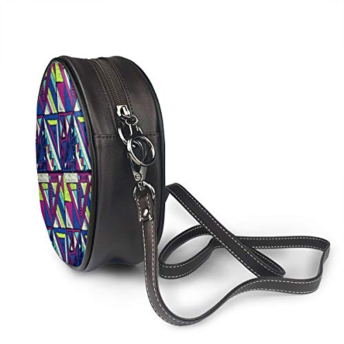 Generies Bolso de cuero,Ethnic Aztec Figure TribalBolso bandolera de hombro resistente al aceite para mujer, Bolso cosmético de moda, Bolso redondo de cuero estampado nano, 7.1x2.36 (pulgadas)