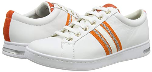 Geox D Jaysen A, Zapatillas para Mujer, Blanco (White/Orange C0422), 36 EU