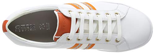 Geox D Jaysen A, Zapatillas para Mujer, Blanco (White/Orange C0422), 36 EU