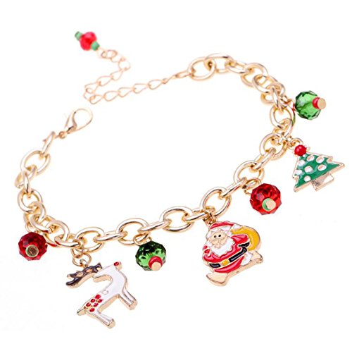 Gespout Cadena de Brazalete Joyería de Pulseras Papá Noel Bracelet de Aleación con Brillando Colgante Mujer Lindo Decoración de Fiesta Hogar Accesorios de Ropa Niños Niñas Dama