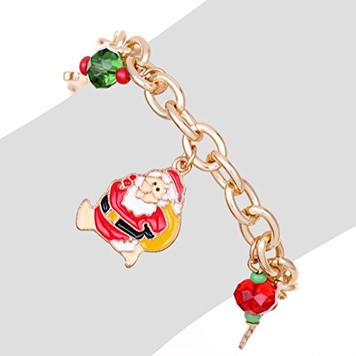 Gespout Cadena de Brazalete Joyería de Pulseras Papá Noel Bracelet de Aleación con Brillando Colgante Mujer Lindo Decoración de Fiesta Hogar Accesorios de Ropa Niños Niñas Dama