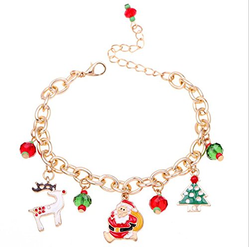 Gespout Cadena de Brazalete Joyería de Pulseras Papá Noel Bracelet de Aleación con Brillando Colgante Mujer Lindo Decoración de Fiesta Hogar Accesorios de Ropa Niños Niñas Dama