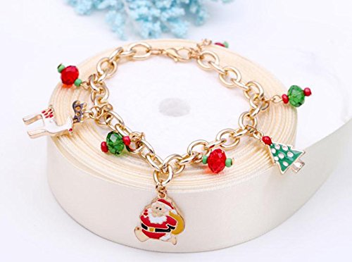 Gespout Cadena de Brazalete Joyería de Pulseras Papá Noel Bracelet de Aleación con Brillando Colgante Mujer Lindo Decoración de Fiesta Hogar Accesorios de Ropa Niños Niñas Dama