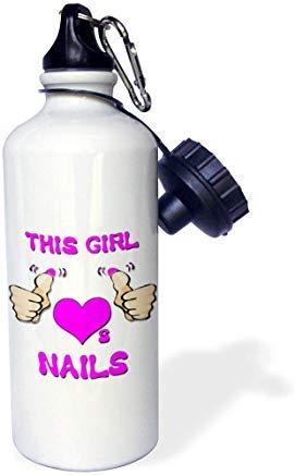 GFGKKGJFD624 - Botella de Agua Deportiva de Aluminio, diseño con Texto en inglés This Girl Loves Nails