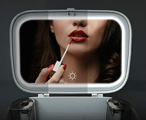 GGDH - Caja de almacenamiento de joyas para mujer, con espejo y luz LED, 6 cajones, grande (rosa)