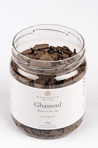 Ghassoul Rhassoul gránulos 400g | Arcilla roja marroquí para usar como mascarilla para la limpieza facial | Peeling natural para la cara y el cabello | Arcilla limpiadora para el cuidado personal.