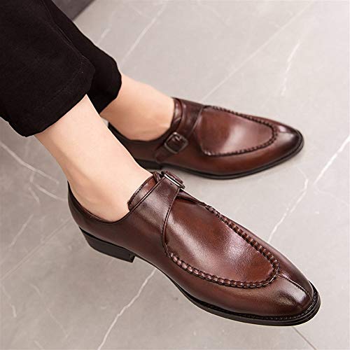 GHC Oxfords de negocios, Zapatos Oxford de negocios for hombres, zapatos holgados con correa de monje sin cordones con hebilla de metal, zapatos de estilo británico cosidos con punta en punta vegano s