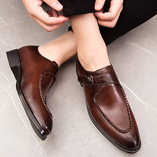 GHC Oxfords de negocios, Zapatos Oxford de negocios for hombres, zapatos holgados con correa de monje sin cordones con hebilla de metal, zapatos de estilo británico cosidos con punta en punta vegano s