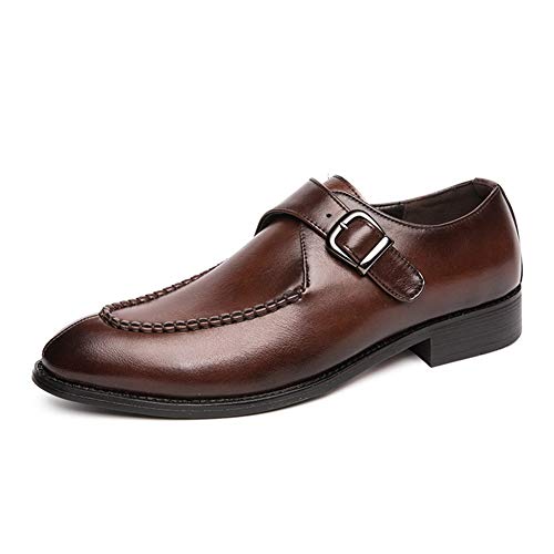 GHC Oxfords de negocios, Zapatos Oxford de negocios for hombres, zapatos holgados con correa de monje sin cordones con hebilla de metal, zapatos de estilo británico cosidos con punta en punta vegano s