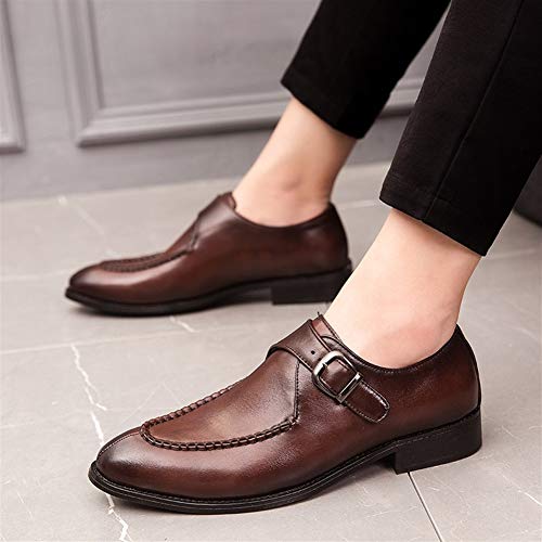 GHC Oxfords de negocios, Zapatos Oxford de negocios for hombres, zapatos holgados con correa de monje sin cordones con hebilla de metal, zapatos de estilo británico cosidos con punta en punta vegano s