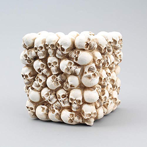 GHFT Víspera De Todos Los Santoscuadrado Pequeño Cráneo Portalápices Almacenamiento Escritorio Cosmético Lápiz Cubo De Almacenamiento De Joyas Almacenamiento En El Hogar Plantas En Macetas