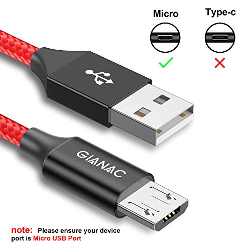 GIANAC Cable Micro USB, [4pack 0.5m+1m+2m+3m] Trenzado de Nylon Cable Carga Rápida y Sincronizació Compatible con Android, Galaxy S6 S7 J5 J7, Kindle, Sony, Nexus