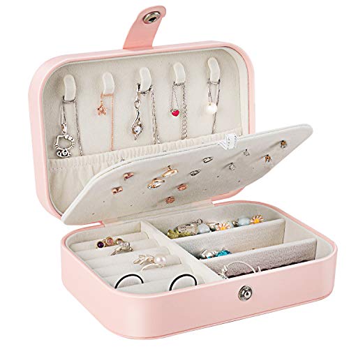 Gifort Caja Joyero Pequeña, Joyero de Viaje Cajas para Joyas Jewelry Organizer para Mujer, para Anillos, Aretes, Pendientes, Pulseras y Collares