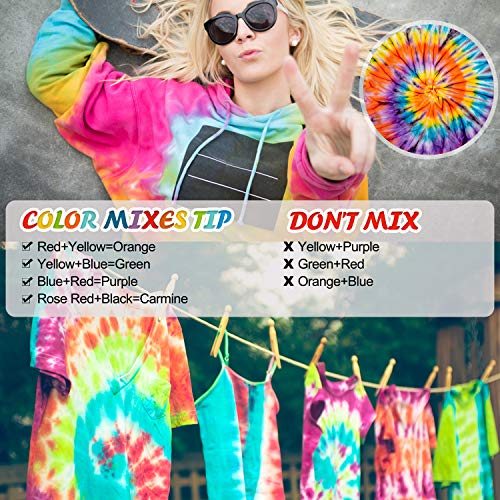 Gifort Tie Dye Kit, Textiles de Tela 18 piezas Colores Vibrantes Pinturas Ropa Tinte Graffiti para Proyectos de Bricolaje y Actividades de Fiesta
