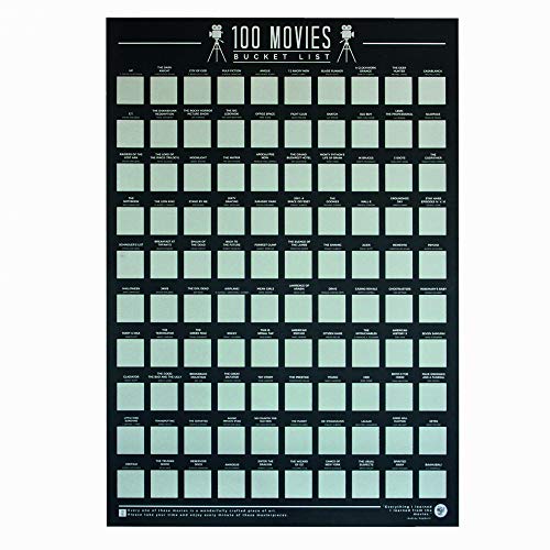 Gift Republic 100 películas – Scratch Off Cubo Lista Póster, Negro