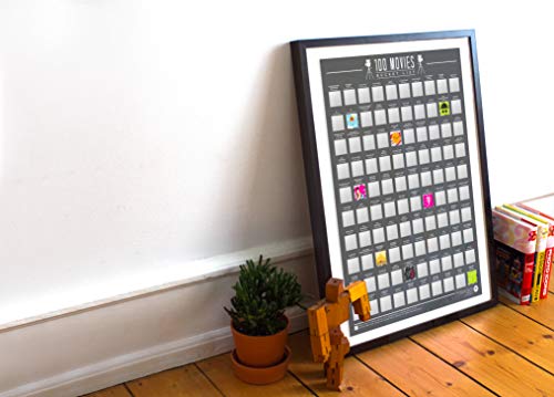 Gift Republic 100 películas – Scratch Off Cubo Lista Póster, Negro