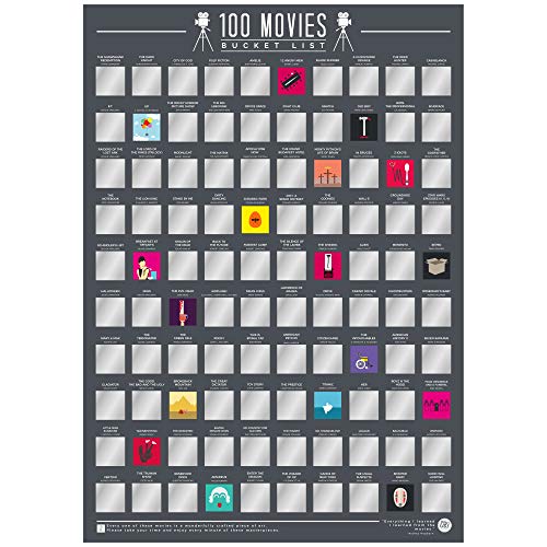 Gift Republic 100 películas – Scratch Off Cubo Lista Póster, Negro