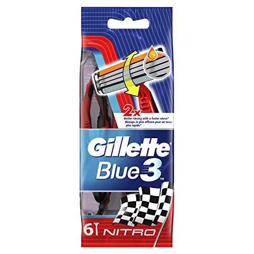 GILLETTE Blue 3 Maquinillas de afeitar desechables Nitro 6's, 0,060902 kg