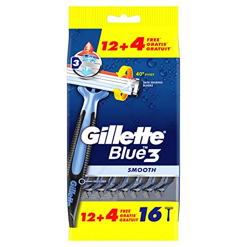 Gillette Blue3 Maquinillas Desechables para Hombre 12+4