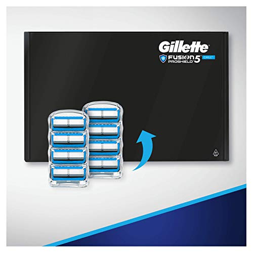 Gillette Fusion5 ProShield Chill - Recambio de Maquinilla de Afeitar x8, Paquete Apto para el Buzón de Correos