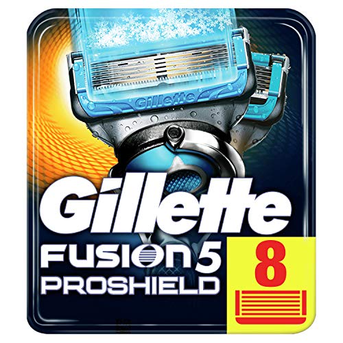 Gillette Fusion5 ProShield Chill - Recambio de Maquinilla de Afeitar x8, Paquete Apto para el Buzón de Correos