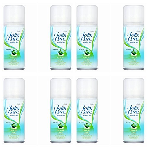 Gillette Satin Care, gel de afeitado para las mujeres, 75 ml, piel sensible, paquete de 6