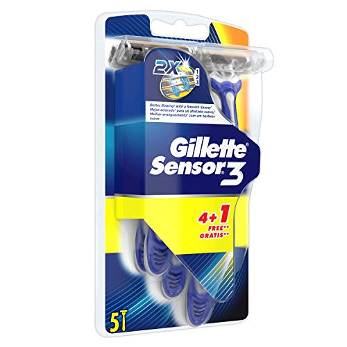 Gillette Sensor3 Maquinillas desechables para hombre, 4+1 unidades