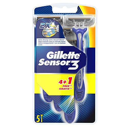 Gillette Sensor3 Maquinillas desechables para hombre, 4+1 unidades