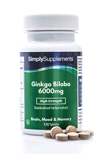 Ginkgo Biloba 6.000mg - ¡Bote para 4 meses! - Apto para veganos - 120 comprimidos - SimplySupplements
