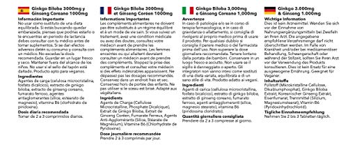 Ginkgo Biloba y Ginseng Coreano- ¡Bote para 6 meses! - Apto para veganos - 360 comprimidos - SimplySupplements