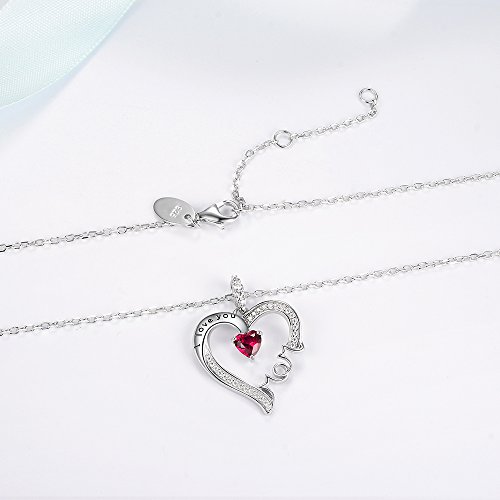 GinoMay mujer  Plata fina 925  plata de ley Round Brilliant   Red Ruby