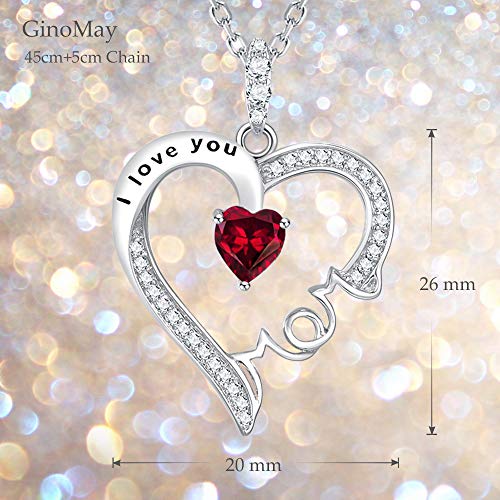 GinoMay mujer  Plata fina 925  plata de ley Round Brilliant   Red Ruby