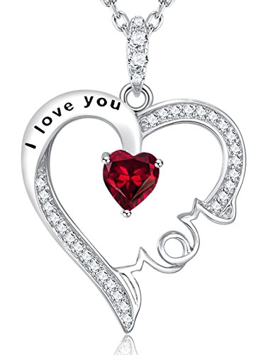 GinoMay mujer  Plata fina 925  plata de ley Round Brilliant   Red Ruby