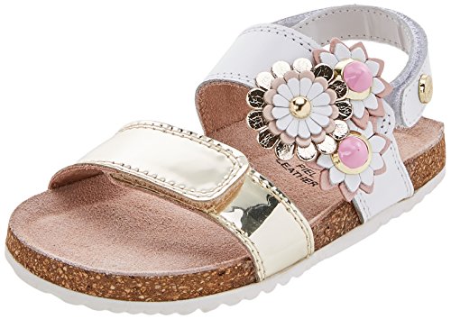 Gioseppo 43862, Sandalias con Punta Abierta para Niñas, Dorado (Oro-Blanco), 28 EU