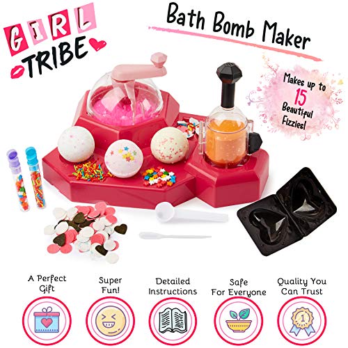 Girl Tribe Kit para Hacer Bombas De Baño | Juego de Bombas de Baño Efervescentes con Moldes | Juegos Educativos para Niñas | Kit de Manualidades | Regalos Originales