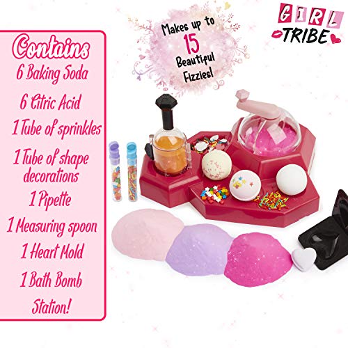 Girl Tribe Kit para Hacer Bombas De Baño | Juego de Bombas de Baño Efervescentes con Moldes | Juegos Educativos para Niñas | Kit de Manualidades | Regalos Originales