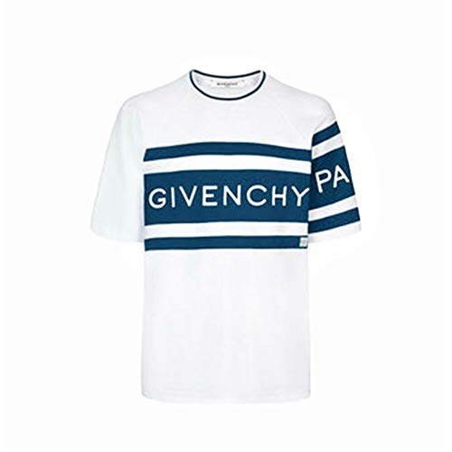 Givenchy - Camiseta de hombre blanca con rayas de contraste 4G y logotipo bordado blanco S