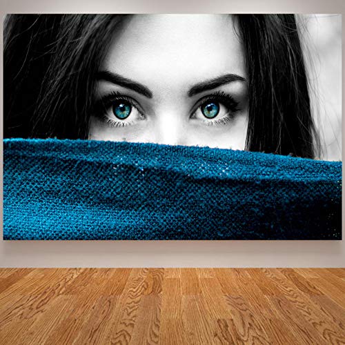 GJQFJBS Decoración de Sala de Estar de Ojos de niña Impresiones de Lienzo Impresiones Cartel de Belleza y Decoración de Arte Mural en Blanco y Negro A5 70x100cm